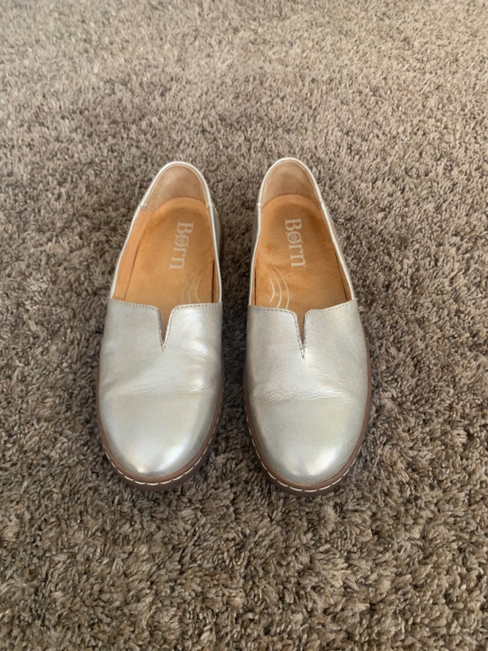 Born Sebra II Gold Metallic Leather Slip On Casual Loafer Shoes Sz.7.5 - Picture 16 of 16